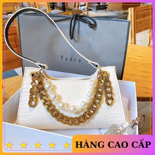 [ UY TÍN ] Túi kẹp nách Ngọc Trinh túi xách nữ đeo vai đeo chéo kèm hạt da vân cá sấu hàng  loại 1 TKNANGOC+ ảnh thật
