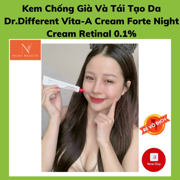 Kem chống lão hoá, tái tạo da, xoá nhăn rãnh cười, Dr.Different Vita-A Cream Forte Night Cream Retinal 0.1%