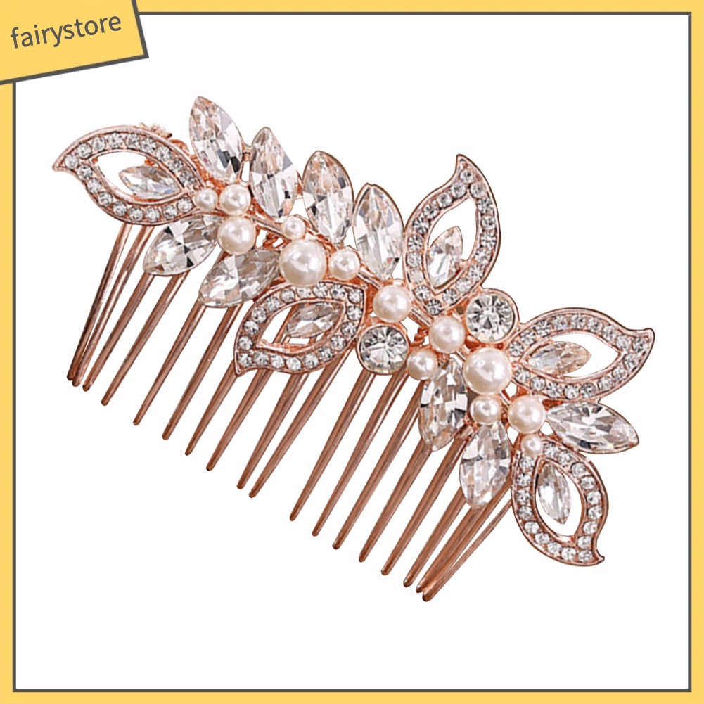 Trâm Cài Tóc Có Đính Đá &amp; Ngọc Trai Giả Cho Nữ