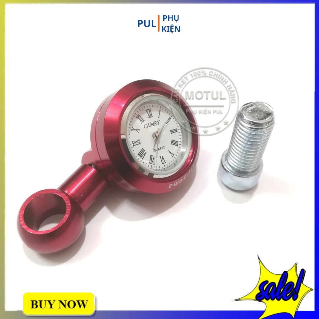 Đồng hồ mini gắn chân gương 10li cho xe máy chống nước nhôm cao cấp không gỉ sét