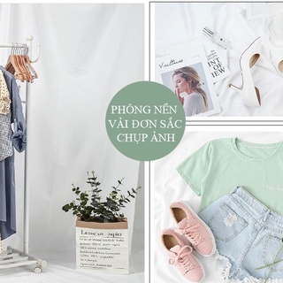 Vải trơn poly cotton chụp ảnh quần áo, phụ kiện tặng móc treo tường