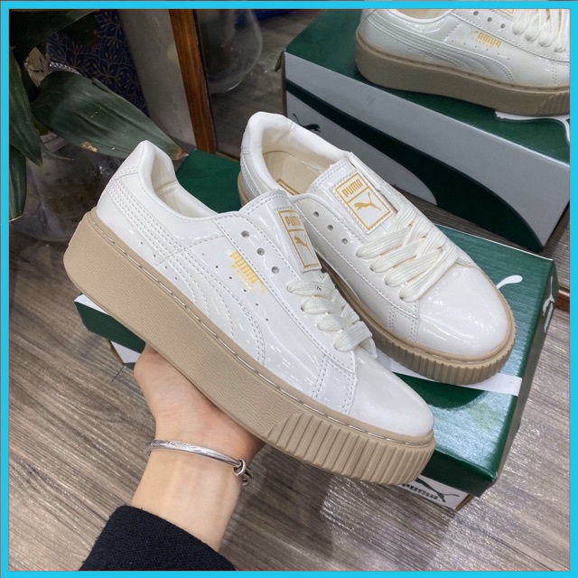Giày Thể Thao Sneaker Nữ 𝐏𝐮𝐦𝐚 Trắng Đế Nâu Độn Đế Tăng Chiều Cao Hàng 1:1