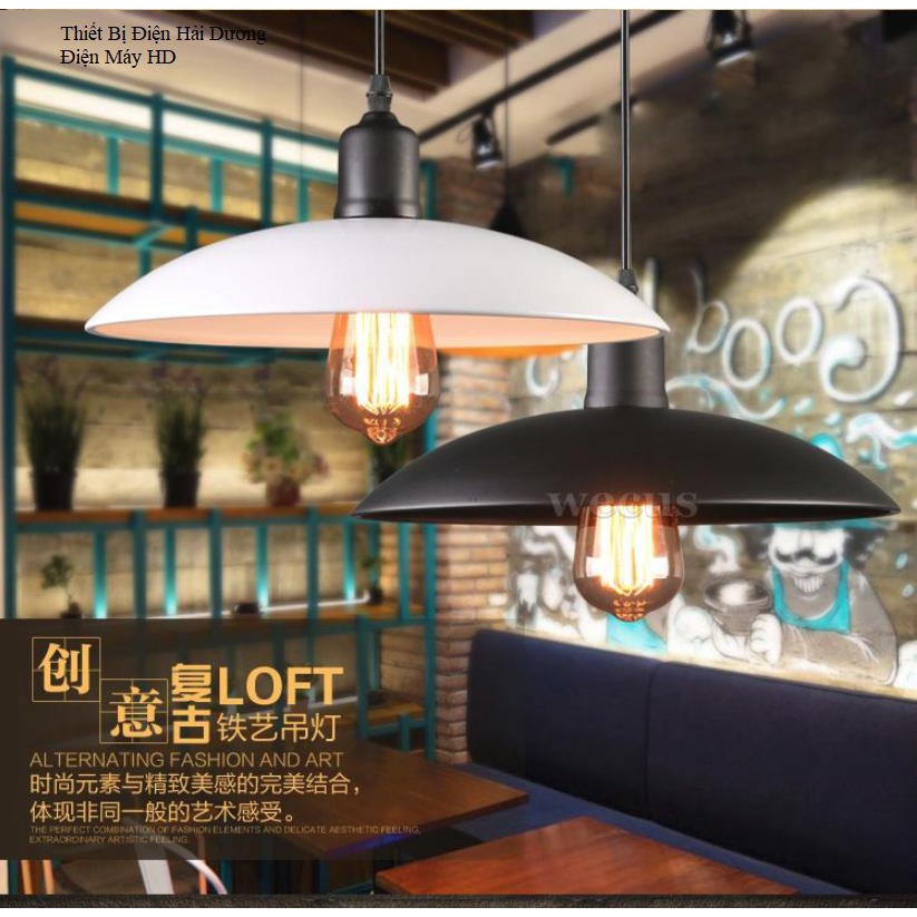 Chao đèn thả trang trí hình đĩa TN021 (Trắng) - Tặng kèm bóng led 3w - Energy Green Lighting - Bảo hành 12 tháng