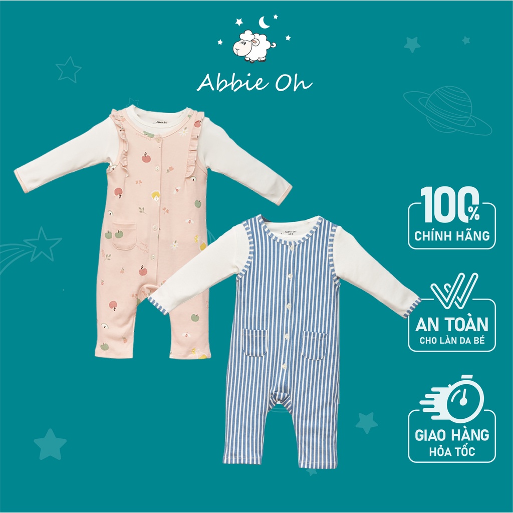 Bộ quần áo bodysuit yếm ABBIEOH phối túi cho bé trai và bé gái 0-12 tháng BO210 AW