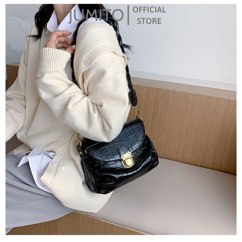 Túi đeo chéo kẹp nách nữ quai tết da mềm siêu xinh JUMITO SA928