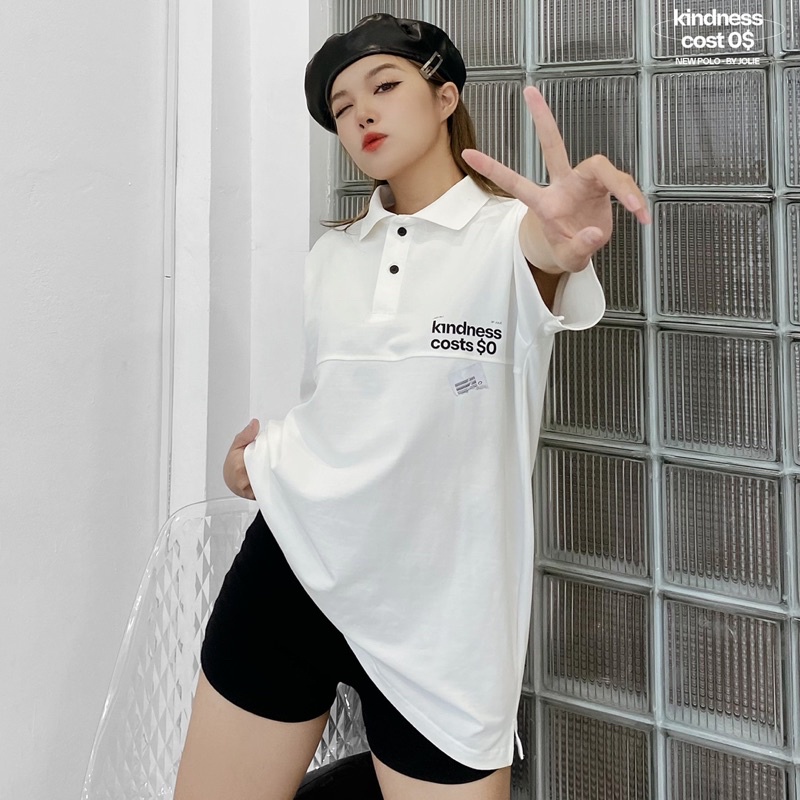 Áo polo cotton unisex form suông Kindness cost 0$ nam nữ