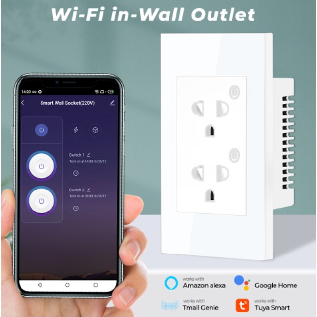 Ổ cắm âm tường thông minh có đo điện năng tiêu thụ, hẹn lịch bật/tắt hay điều khiển thiết bị điện từ xa - BH 12 tháng