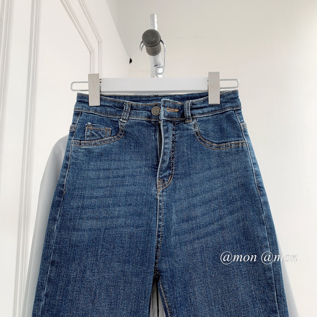 210793 Quần jeans cắt gấu, quần jeans ống đứng nữ chất dày dặn co giãn tốt | BigBuy360 - bigbuy360.vn