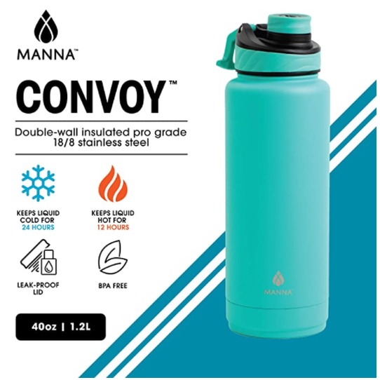 [HỘP 2 CHAI] Bình Giữ Nhiệt Manna Stainless Steel Convoy Bottle 946ml