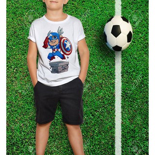 Áo Thun Bé Trai - Hoạt Hình - Chibi ma rvel - Aven gers - Captain Cao Cấp