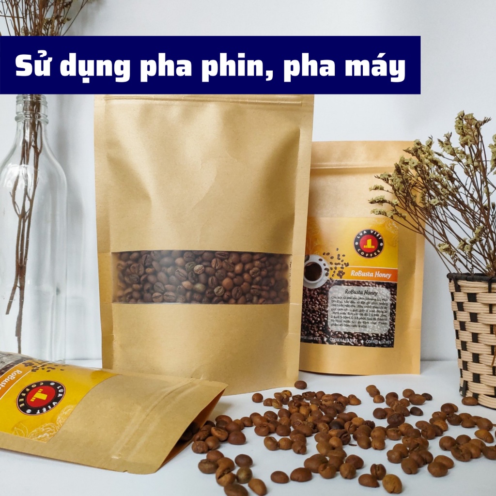 Cà phê rang xay ROBUSTA HONEY pha phin và pha máy vị đậm đà hương thơm ngọt sánh cafe nguyên chất không độn phụ gia