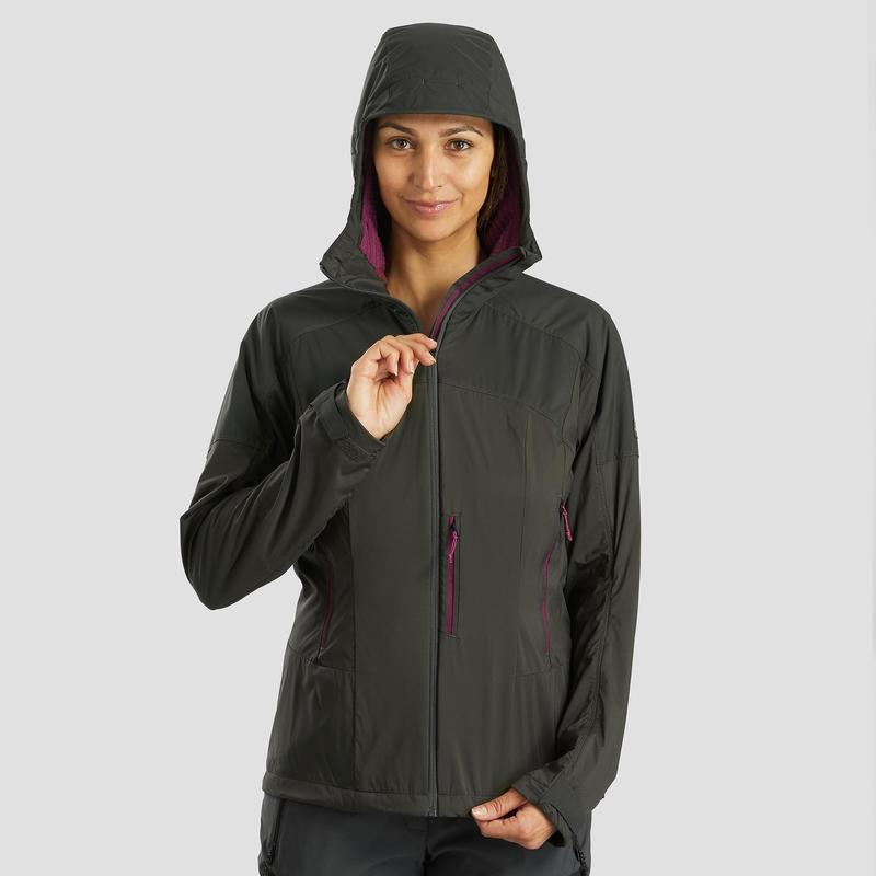 Áo khoác gió softshell đi leo núi Decathlon Forclaz 900 cho nữ - nâu kaki