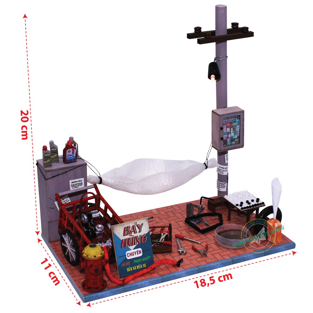 Mô Hình Ký Ức Sài Gòn Tí Hon Tự Lắp Ráp - Thế Giới Tí Hon - Sửa Xe Vỉa Hè - GP03