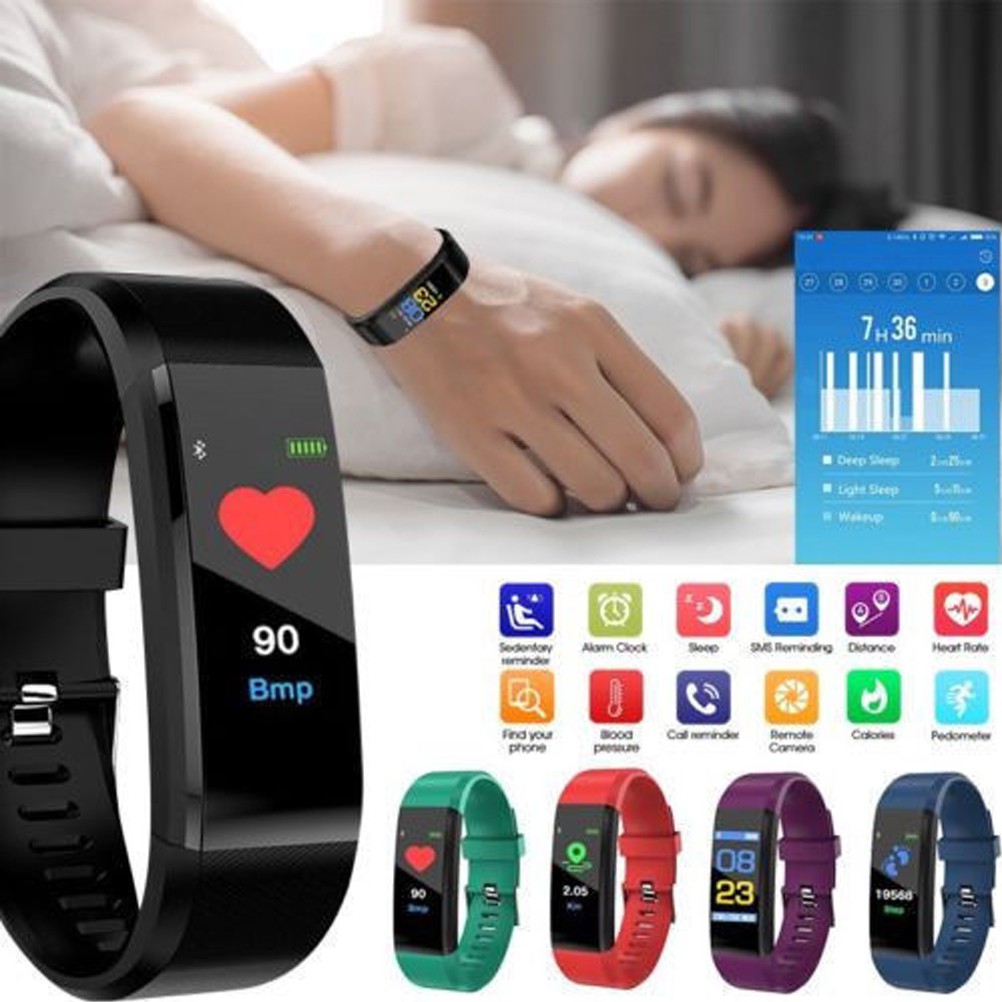 Đồng hồ bluetooth thông minh đo nhịp tim/huyết áp/kiểm tra sức khỏe tương thích với Samsung/iPhone