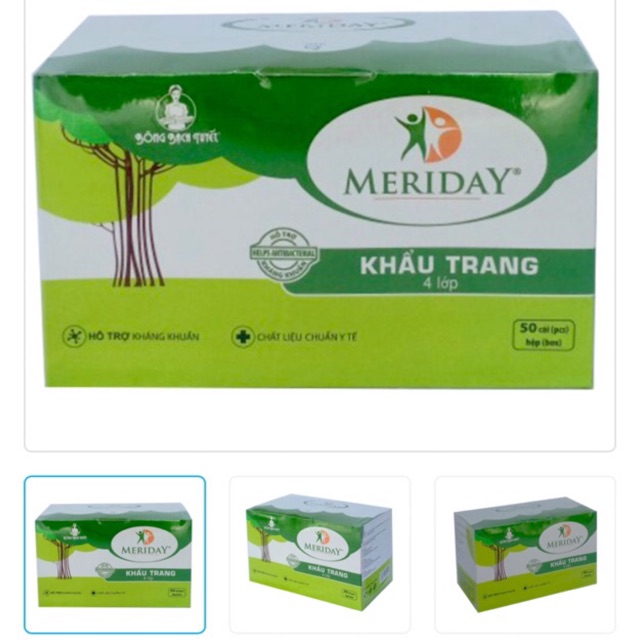 Khẩu trang y tế 4 lớp Meriday - 50cái/hộp - BÔNG BẠCH TUYẾT