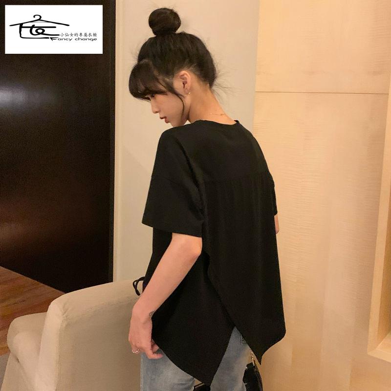 Áo Thun Tay Ngắn Phối Dây Rút Phong Cách Hàn Quốc Thời Trang Cho Nữ