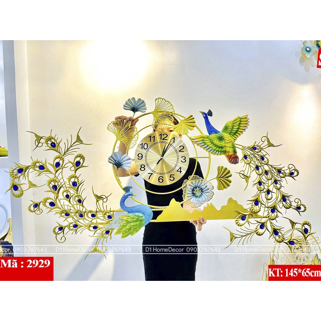 Đồng Hồ Treo Tường Con Chim Công Tài Lộc Chính Hãng D1 Home Kim Trôi Trang Trí Tường Decor - 29