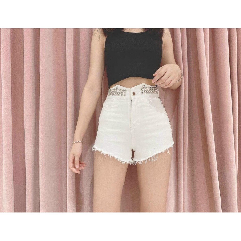 Quần short jean nữ trắng [cao cấp] mùa hè 2021