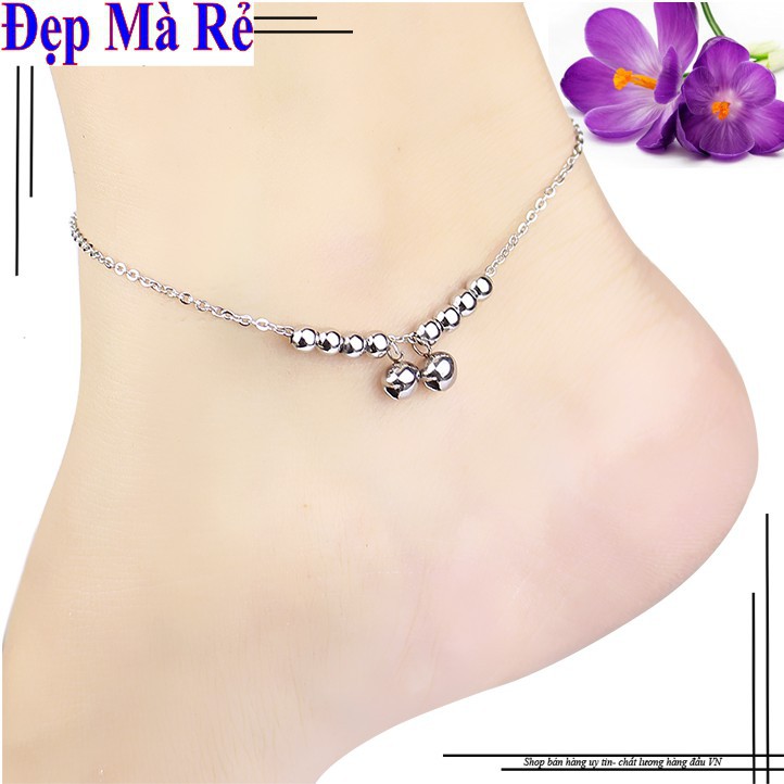Lắc chân nữ kiểu 2 viên bi đính đá Zircon và 8 viên bi thường - LC00007T020049-Trang
