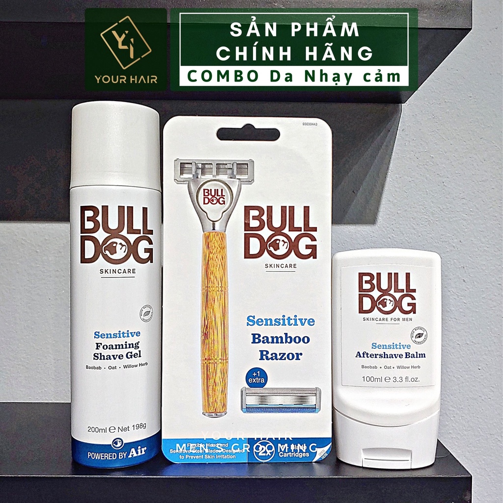 COMBO Cạo râu cho da nhạy cảm Bulldog Sensitive Shave gel + Bambo Razor +