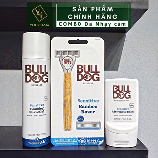 Combo cạo râu cho da nhạy cảm bulldog sensitive shave gel + bambo razor + - ảnh sản phẩm 1