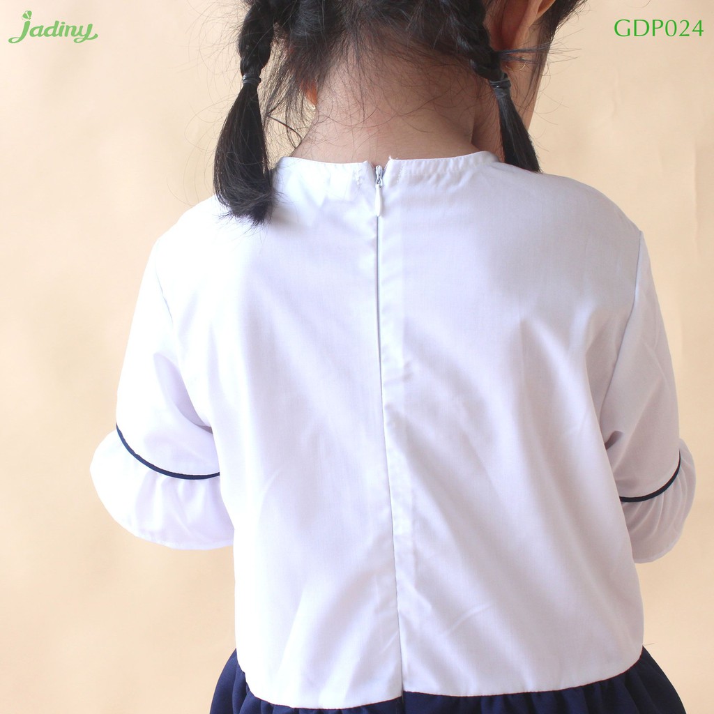 Đầm học sinh nữ lá cổ phối viền Jadiny, đầm đi học tiểu học,lớp 1,cấp 1, đầm đi học dễ thương, chất liệu an toàn