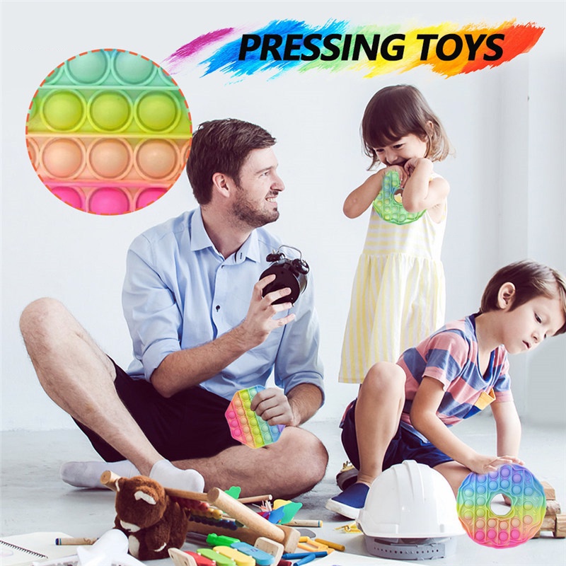 Pop It Đồ chơi Kích thước lớn Tiktok Foxmind Push Bubble Fidget Toy Kids Sensorial Colorful Unicorn Rainbow Donuts Đồ chơi khủng long