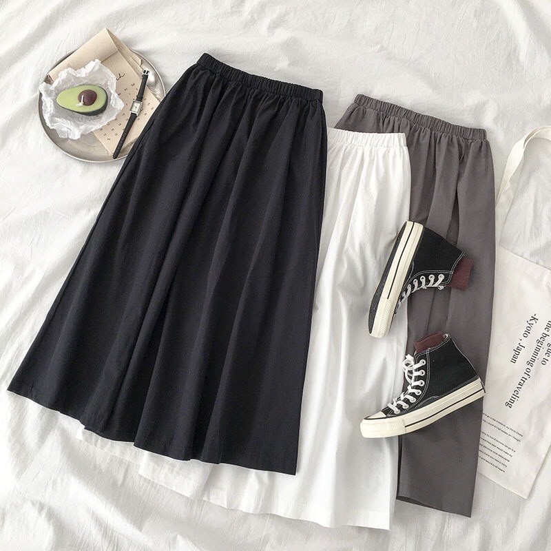 Chân váy đũi dáng dài style Hàn Quốc Chân váy vintage Quảng Châu Đầm nữ