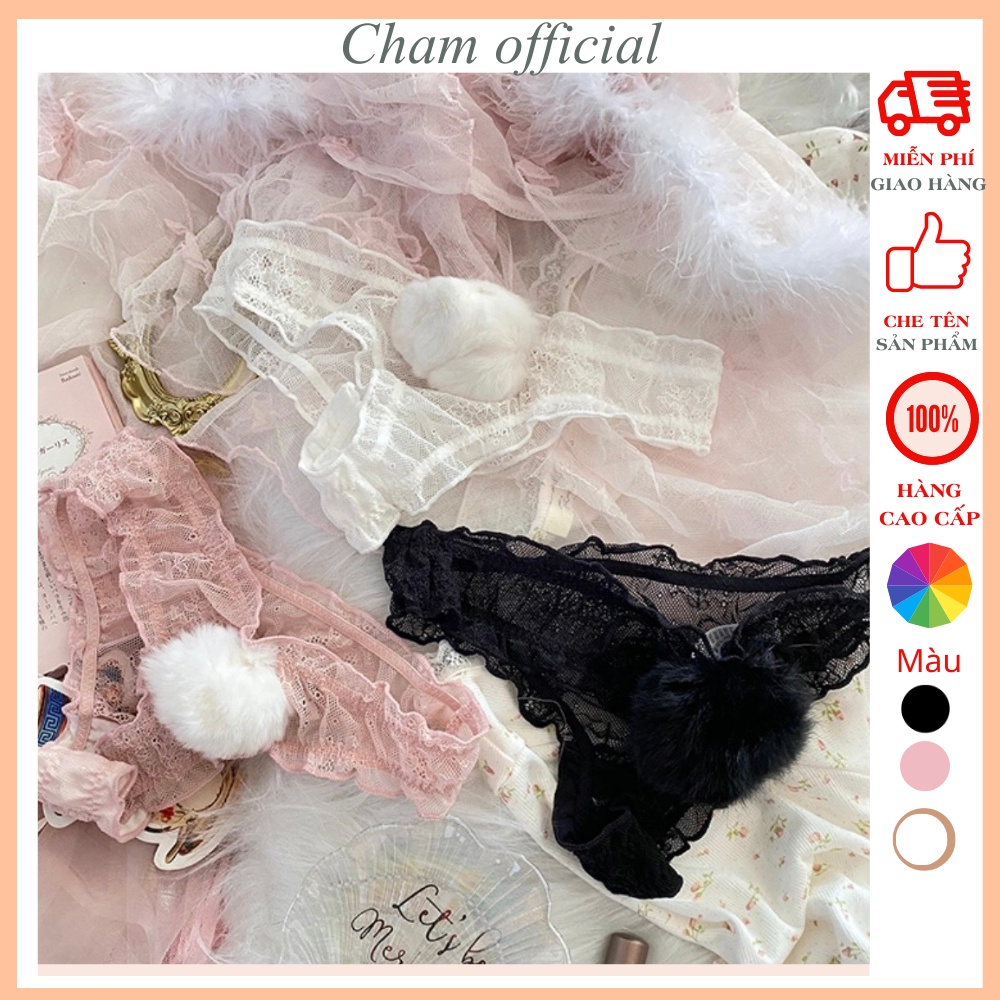 Quần lót nữ ren cao cấp CharrmAiry lọt khe quả bông đuôi thỏ