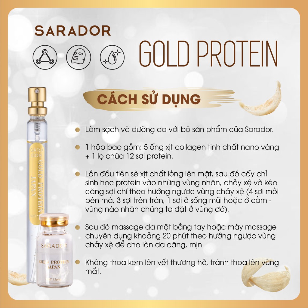 Gold Protein tinh chất vàng [Hộp 5 ống, 1 lọ chỉ protein]