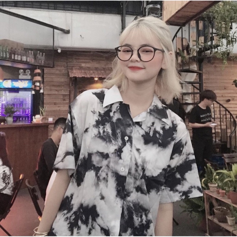 Áo sơ mi họa tiết tay ngắn nam nữ Ulzzang unisex