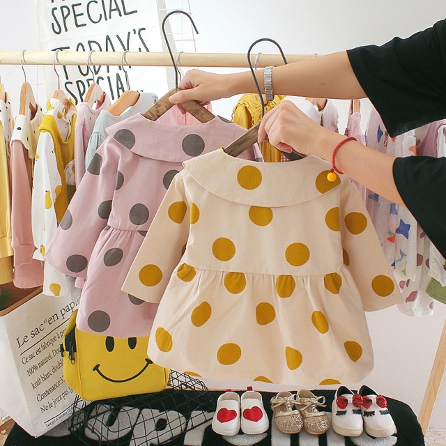 Váy thô chấm bi cho bé mùa thu