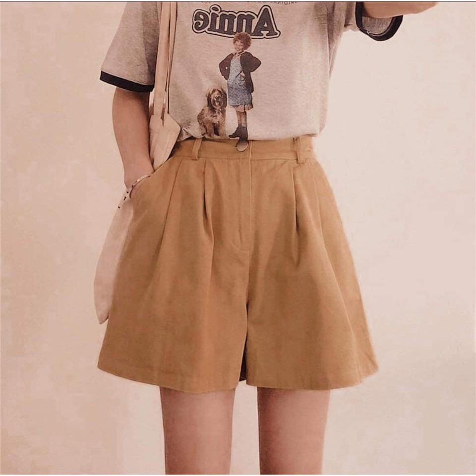 Quần Short Kaki 3 Màu  Nữ [FREESHIP] 🌸 Shorts kaki sắn gấu cạp khuy lưng thun màu ĐEN | TRẮNG | BE Ulzzang 🌸