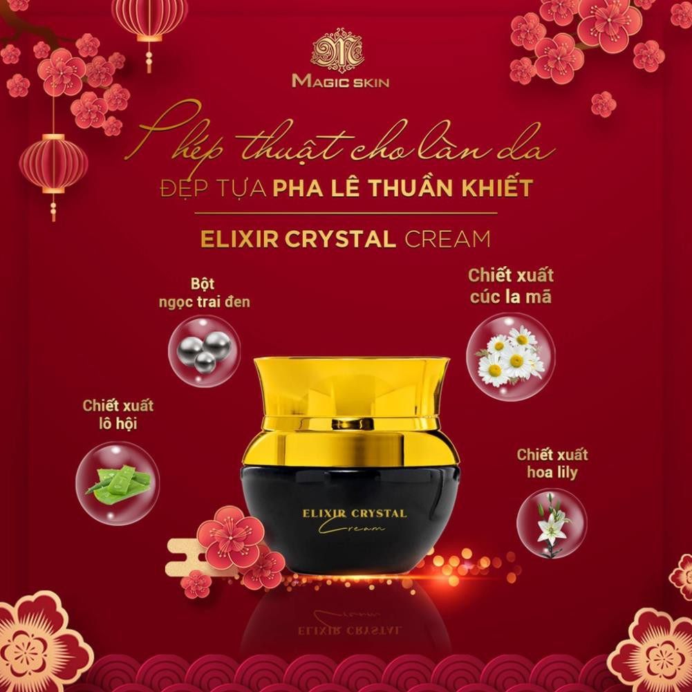 Kem dưỡng Ngọc Trai Đen Elixir Crystal Cream Magic Skin 👍 giúp da CĂNG BÓNG, SE KHÍT, NGỪA NÁM ✔ CÓ CHỐNG NẮNG