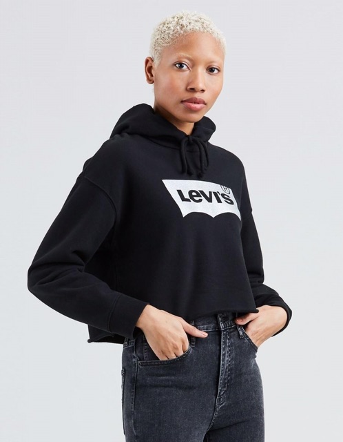 Áo hoodie cut raw crop top xuất dư 1 màu xanh đen | BigBuy360 - bigbuy360.vn