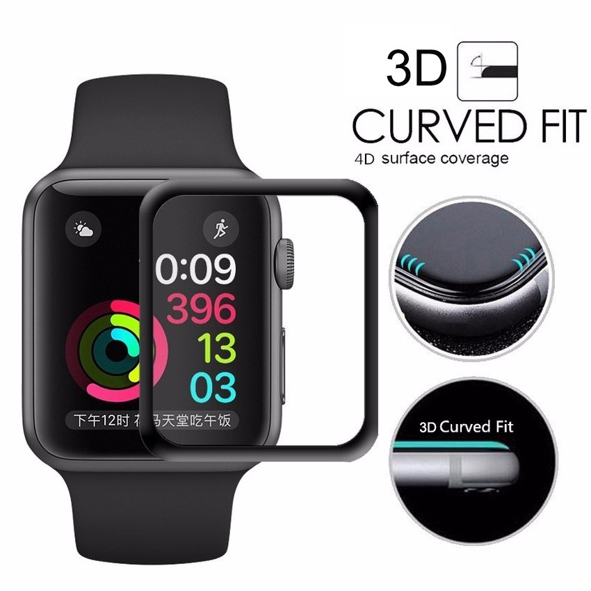 Apple Watch Series Kính cường lực độ nét cao cong 3D 5 4 3 2 1 38mm 40mm 42mm 44mm bảo vệ màn hình thích hợp cho phim kính cường lực 9H của iwatch