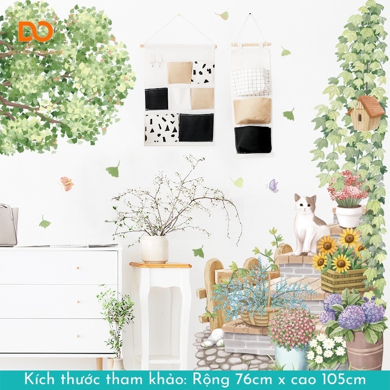 Decal dán tường, Giấy dán tường cao cấp hình cây,hoa, lá, trang trí phòng ngủ, phòng khách, tủ quần áo | BigBuy360 - bigbuy360.vn