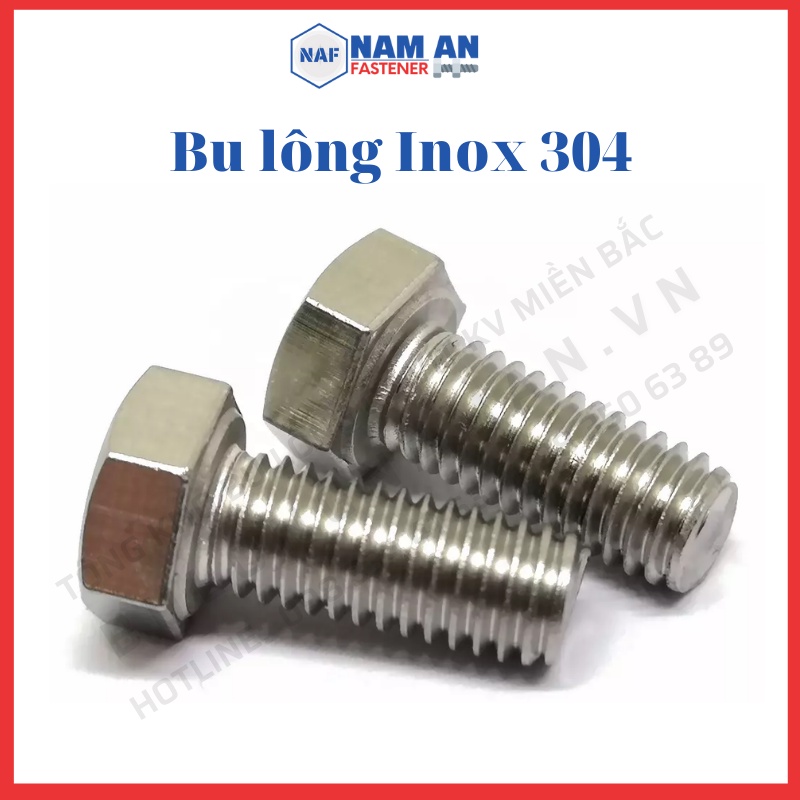 50 con Bu lông inox 304 M6, M8, M10, bulong lục giác inox 304, chiều dài 20, 25, 30, 40mm