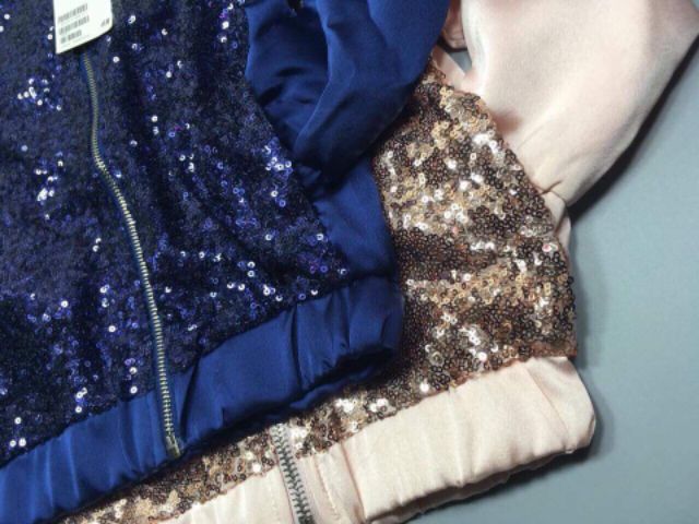 Áo khoác bomber  H&M đính cườm bé gái sz 4/5