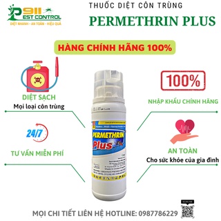 Thuốc diệt côn trùng Permethrin Plus - diệt ruồi muỗi, kiến nhập khẩu Anh - chai 500ml