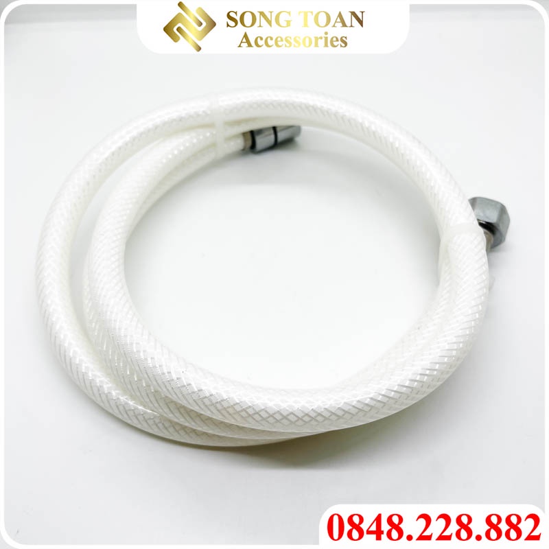 Dây Cấp Nước Dùng Cho Vòi Xịt & Vòi Sen - Ống Nhựa + Tán Ren 21 Đồng Thau Mạ Crom - Chiều Dài 120cm & 150cm