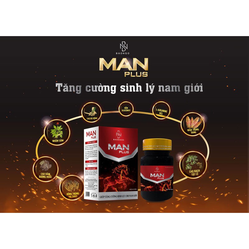 ManPlus - Bản Lĩnh Đàn Ông - 1 Hộp 60 Viên, Chiết Xuất Thảo Dược - Giao Hàng Kín Đáo