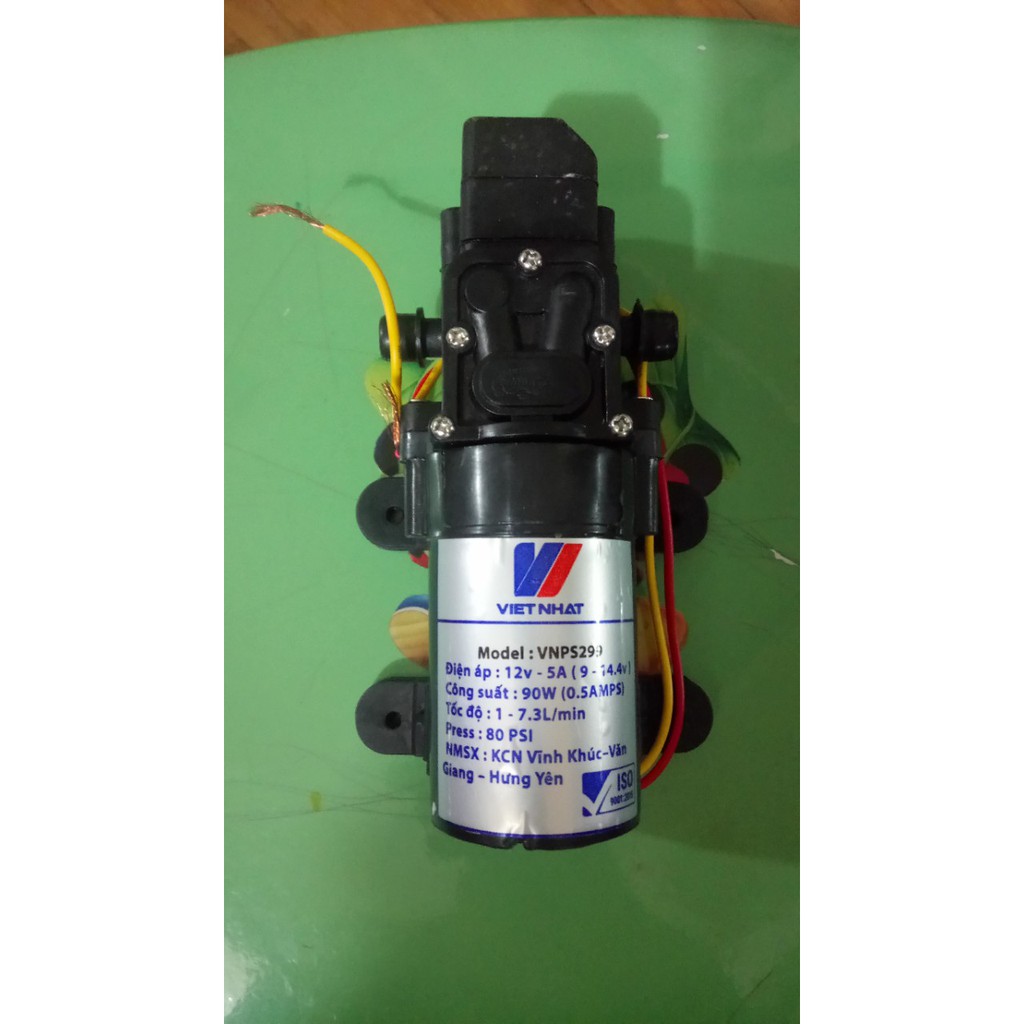 Bơm mini 12V 90W (màu đen) phun sương, rửa xe, tăng áp máy giặt, nóng lạnh .