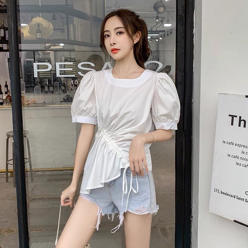 Áo sơ mi tay bồng,rút dây ở eo cá tính B-A-M STORE
