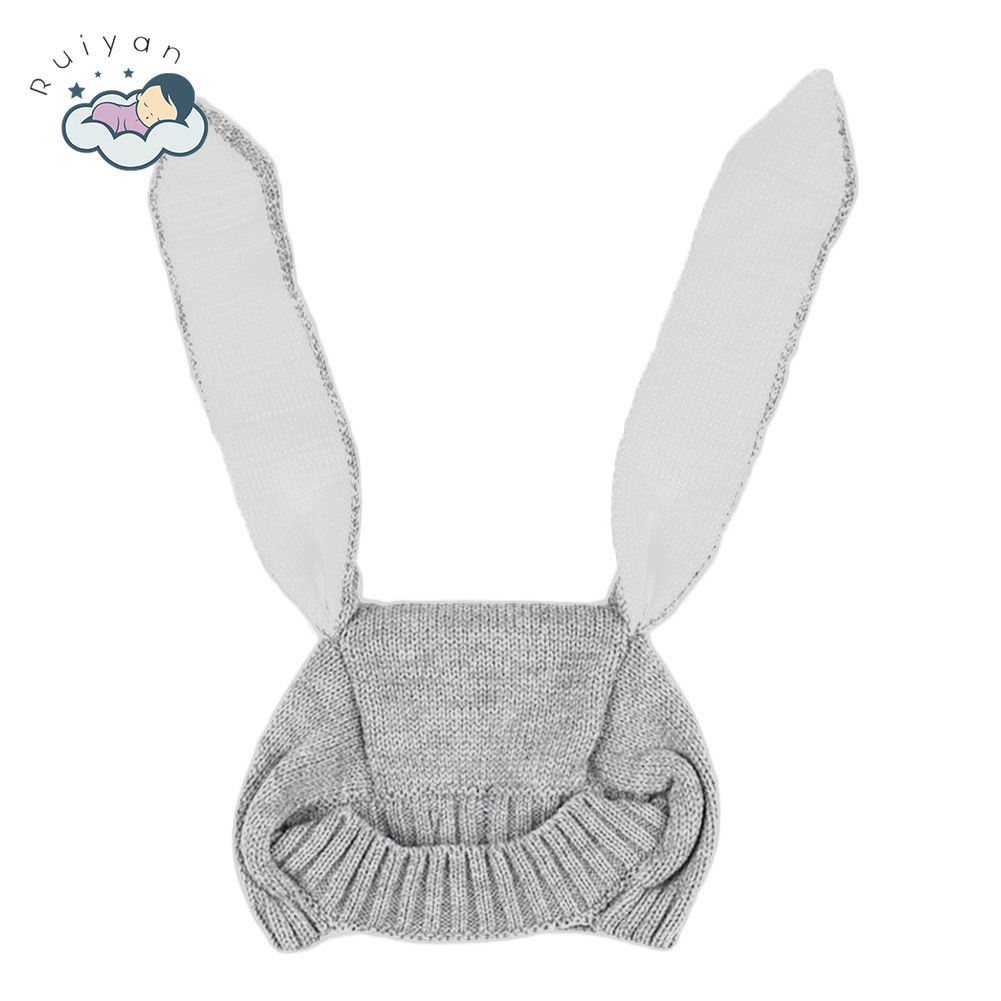 Mũ len trùm đầu trang trí đôi tai thỏ đáng yêu cho bé