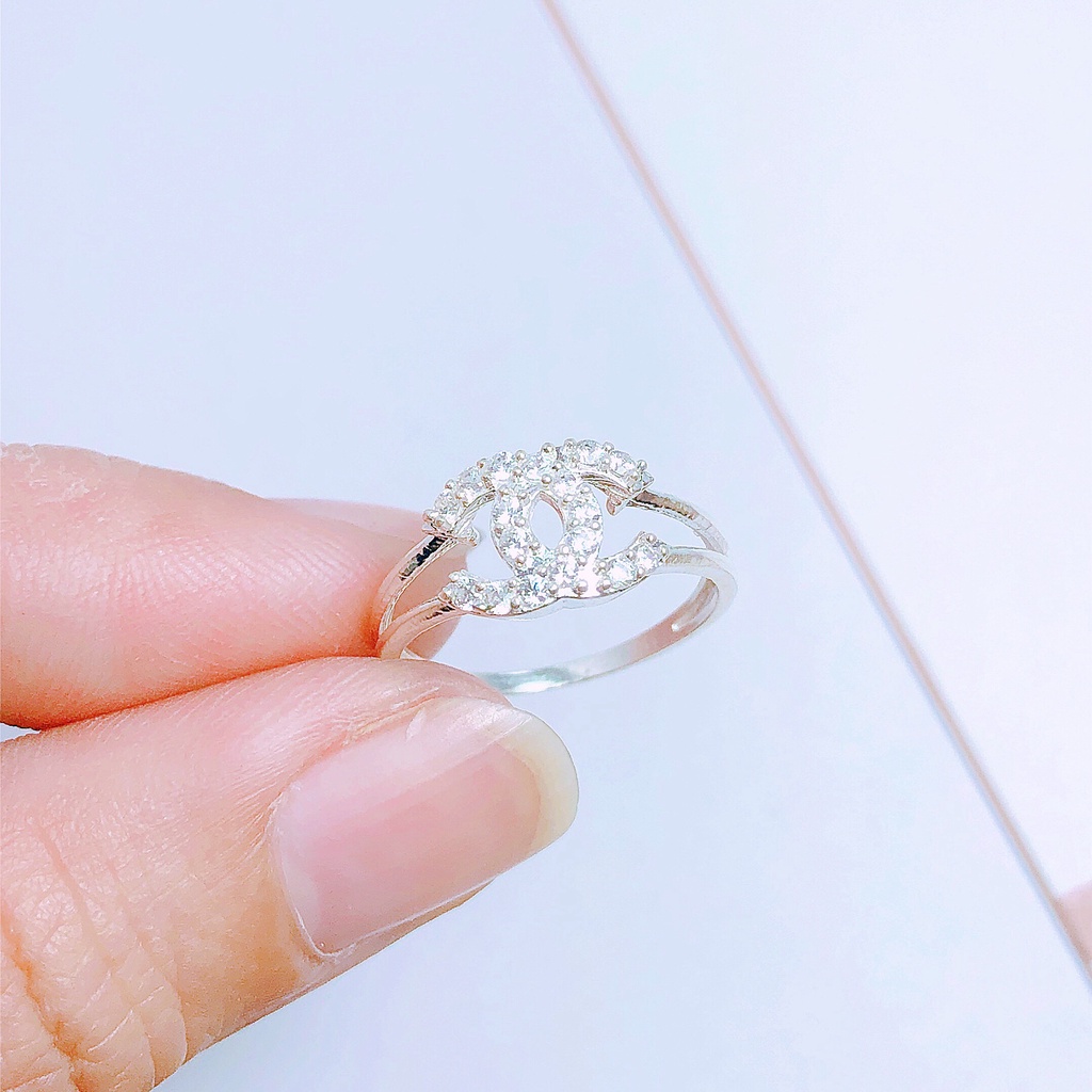 NHẪN NỮ BẠC TA CHỮ X GẮN ĐÁ NHỎ XINH - BẠC BIBI