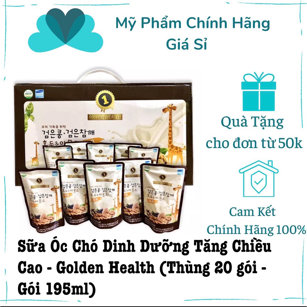 Sữa Óc Chó Dinh Dưỡng Tăng Chiều Cao - Golden Health (Thùng 20 gói -  Gói 195ml)