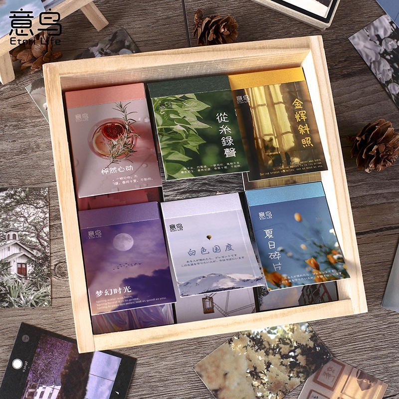 Bộ 50 Miếng Giấy Washi Dán Trang Trí Sổ Tay Kiểu Vintage