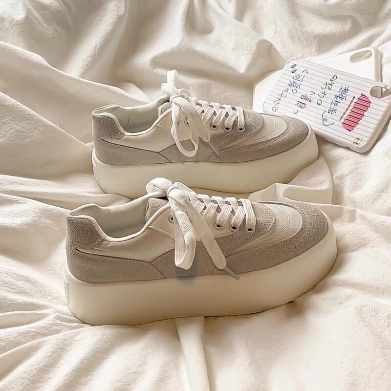 Giày thể thao trắng xám đế bánh mì ROSE BLACKPINK kèm ảnh thật