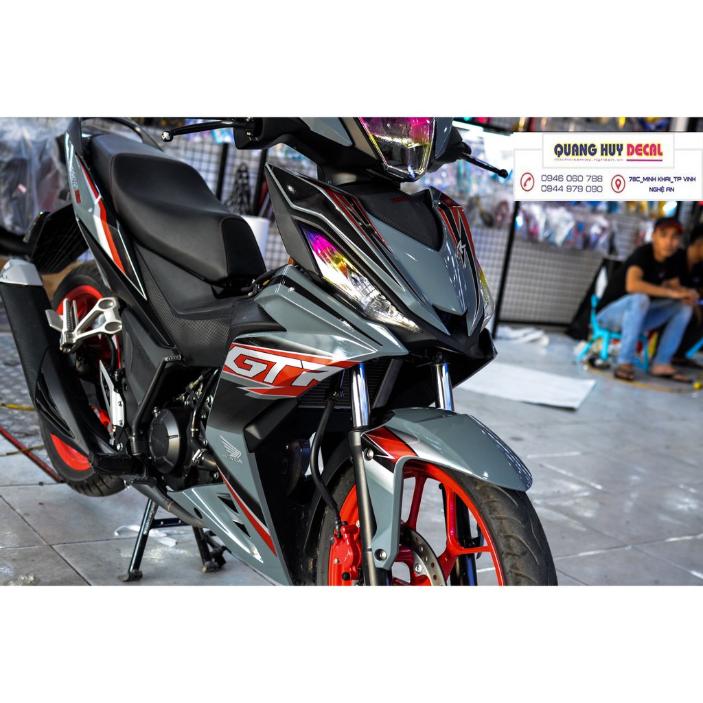 Tem trùm xe Winner xám xi măng 150 V1, độ thiết kế team dán phủ decal xe máy giá rẻ đẹp